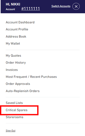 Applied.com Account Menu